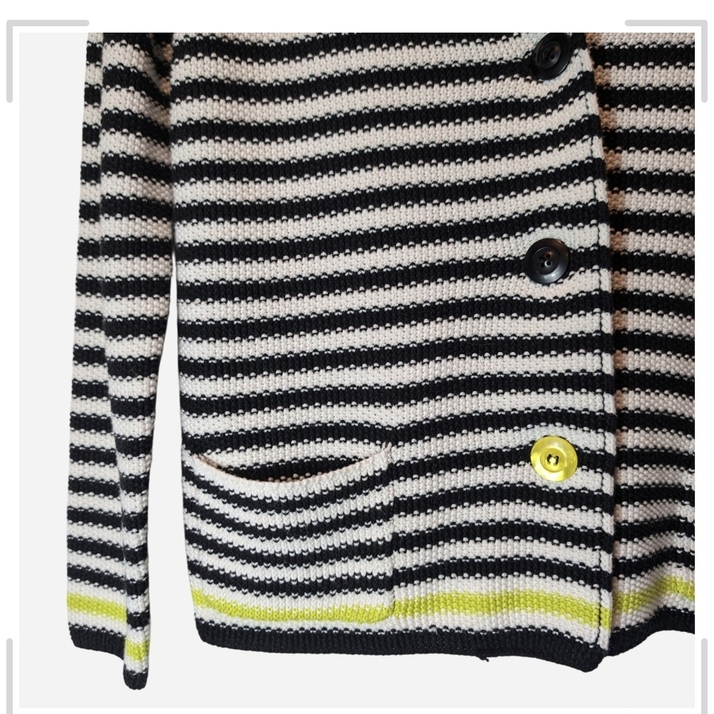 Pre-owned Renuar Black and White Striped Sweater with Yellow Accents - Picture 3 of 8
